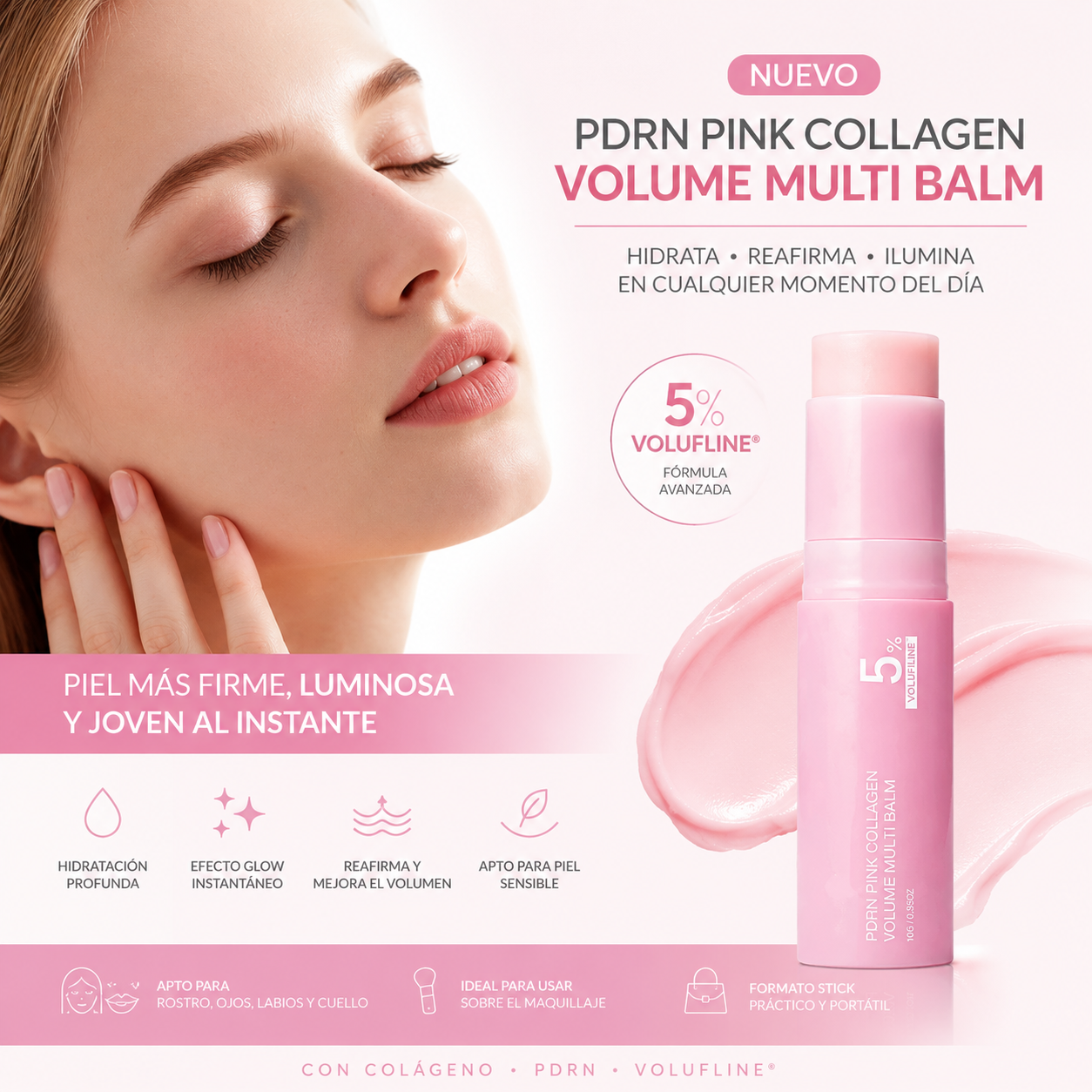 PDRN Pink Collagen Stick™ | Reafirmante, Hidratante y Antiarrugas Instantáneo