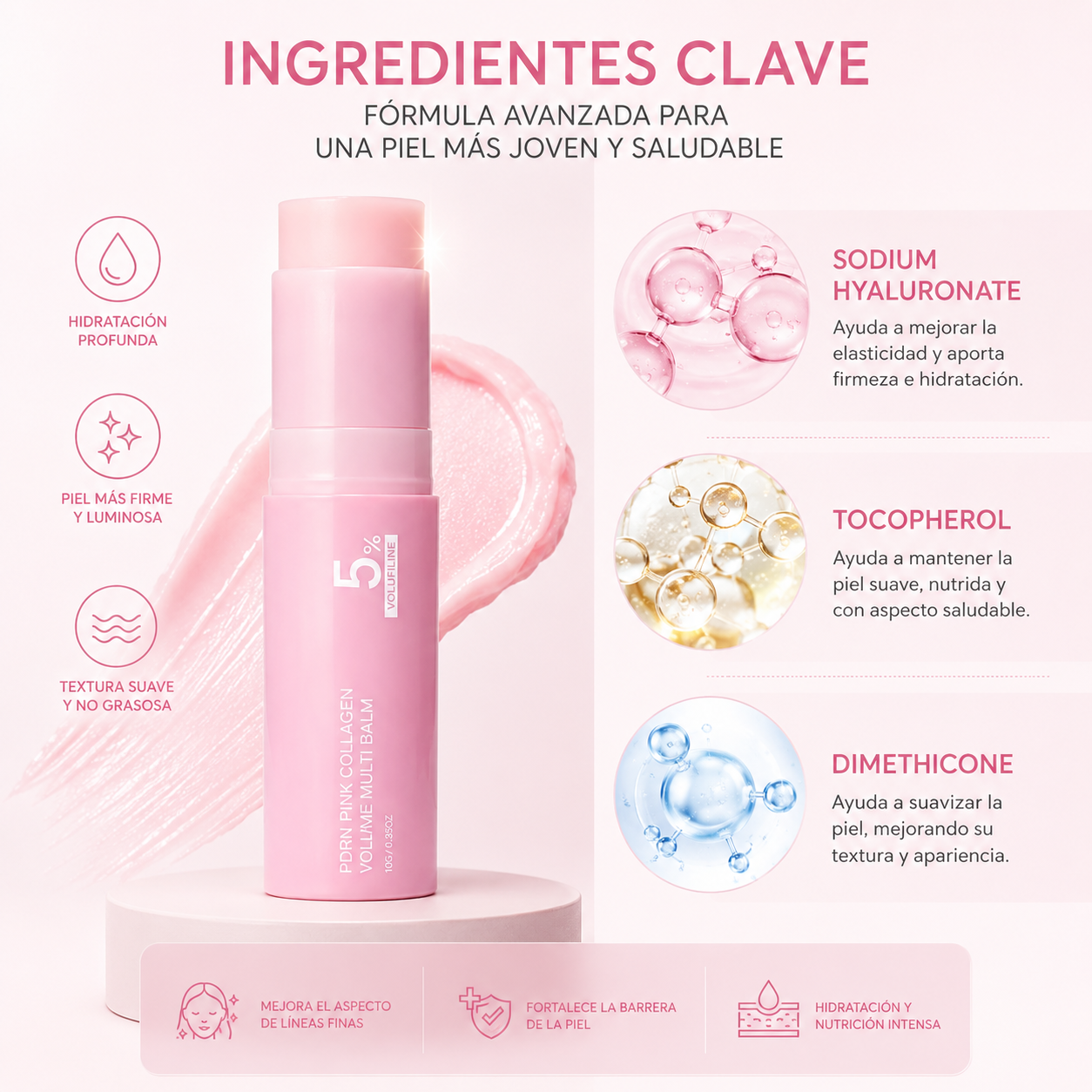 PDRN Pink Collagen Stick™ | Reafirmante, Hidratante y Antiarrugas Instantáneo