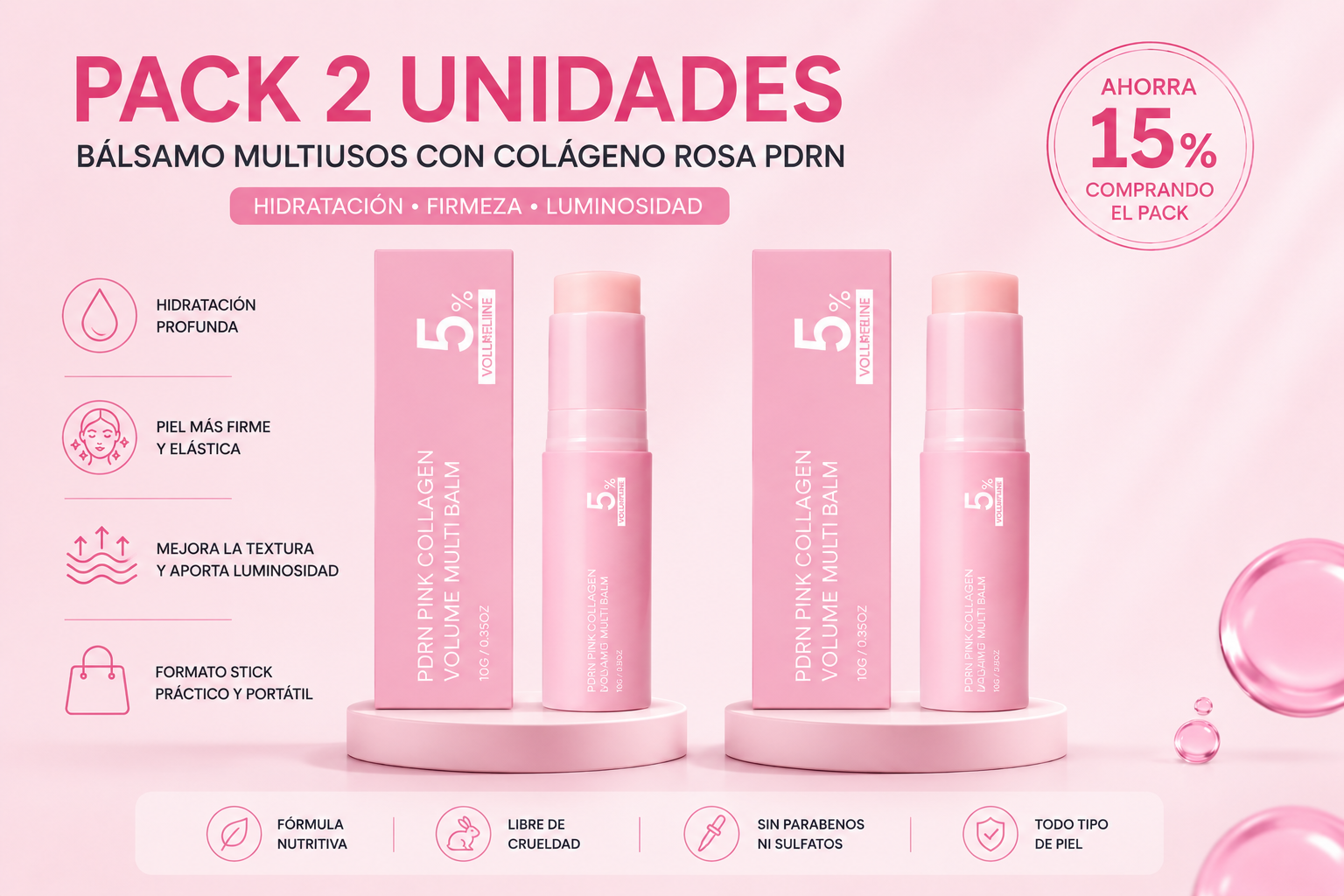 PDRN Pink Collagen Stick™ | Reafirmante, Hidratante y Antiarrugas Instantáneo