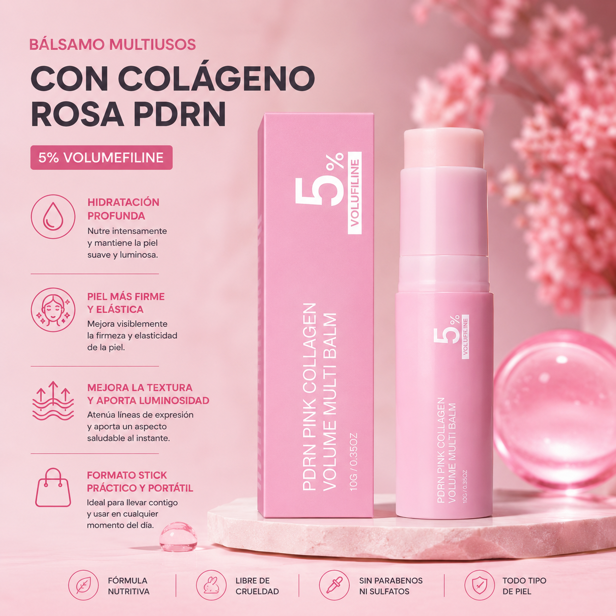PDRN Pink Collagen Stick™ | Reafirmante, Hidratante y Antiarrugas Instantáneo